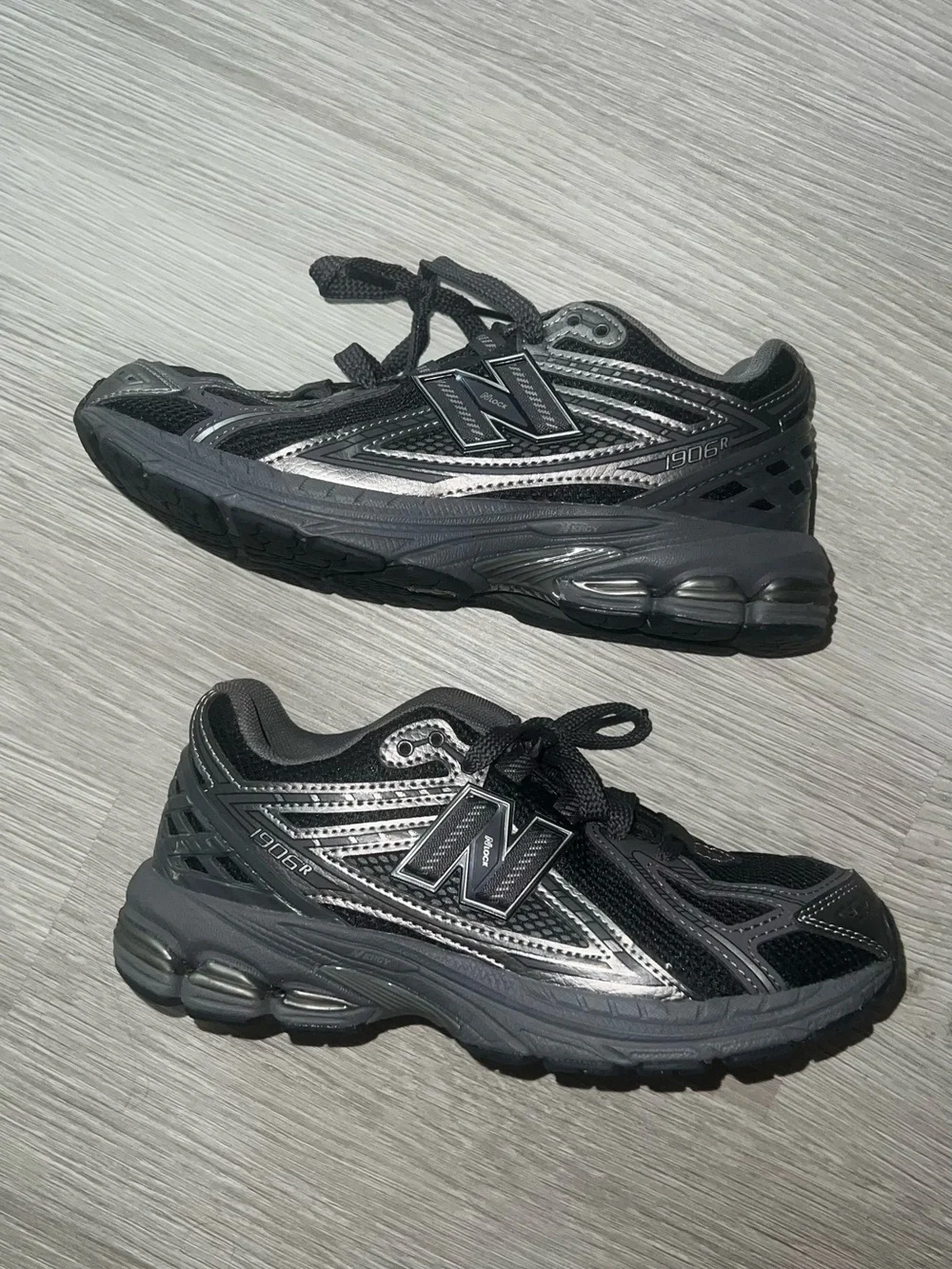 New Balance Kids' Black and Gray Lace-Up Sneakers